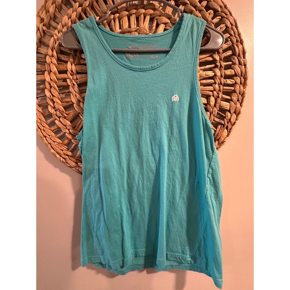Into The AM Mens Tank Top Teal Blue Sleeveless Graphic Logo Shirt Size Medium